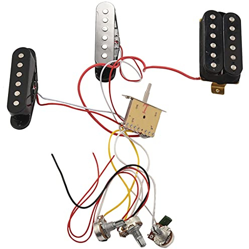 Agwuoetr Kabel für Elektor Gitarren Ton Abnehmer Vorverdrahteter 5 Wege Schalter 2T1V Control SSH Ton Abnehmer für Schwarz