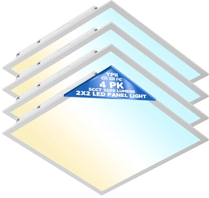 YPII LED Flat Panel Light LED Drop Ceiling Light Fixture, 5 CCT 3000K-6500K Adjustable & 5 Wattage Selectable Recessed Back-Lit Fixture for Office, ETL Listed(4Pack 2x2)