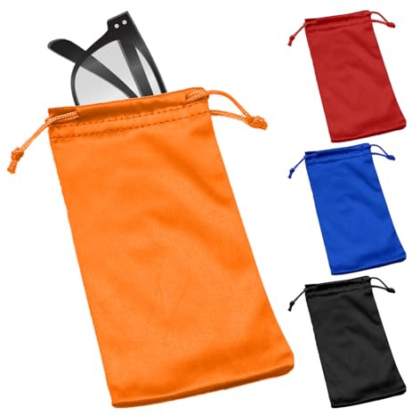 4-Pack Microfiber Drawstring Eyeglasses Case Glasses Pouch&Mennyback Pouch Bag Sunglasses Pouch Sunglasses Case Soft Small Drawstring Bag DrawstringBags Small For Men&Women (4 Colours 18cm×9cm)