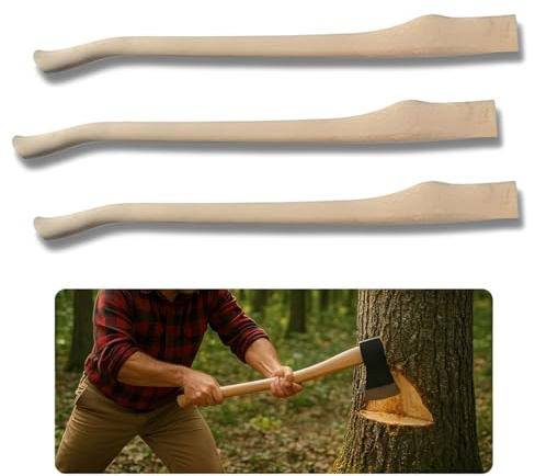 3 Psc Heavy Duty Axe Handle 36” – Beech Wood Replacement Shaft with Teardrop Eye End | Perfect for Wood Splitting, Camping & Tree Cutting