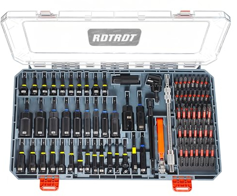 86-Piece Magnetic Impact Nut Driver Set, SAE/Metric Nut Driver Set, Right Angle Drill Driver, Socket Adapters, Bit Holder, Wing Nut Driver, Ratchet Bit Driver, Quick Release Extension, Power Bits