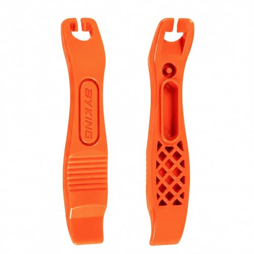 Byking Bicycle Tyre Levers (Set of 2), Strong Lever for Quick Tyre Removal, Cycling Tool Gift. (Orange)