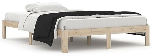mtlskopl Massivholzbett Kiefer 140x200 cm - Modernes Bettgestell aus Massivholz, Stabiler Holzbettrahmen für Erwachsene und Jugendliche, Rustikales Futonbett für Schlafzimmer und Gästezimmer