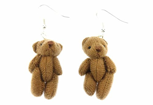 Miniblings Teddy Ohrringe Hänger Teddybär Bär braun versilbert | In Berlin von Hand montierter Ohrschmuck, mit Teddyohrringe und Plüsch