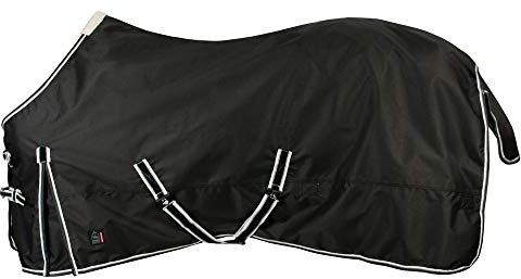 PFIFF 101898 Pferde Regen Decke Paxson, Weidedecke Pferdedecke Regendecke, Schwarz 155 cm