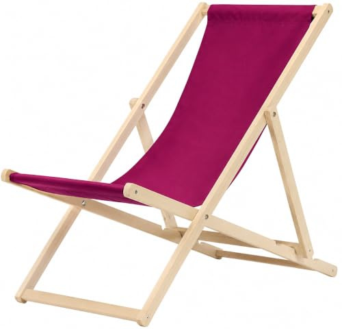 IMPWOOD Liegestuhl klappbar Holz - Sonnenliege aus Buchenholz bis 120 Kg Holzklappstuhl für Balkon, Strand und Terrasse & Camping - Gartenliege Strandliege (Bordeaux)
