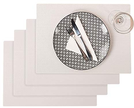 Westmark Tischsets/Platzsets, 4 Stück, 45 x 32,5 cm, Polypropylen, Lebensmittelecht, Abwischbar, Weiß, Saleen Edition: Coolorista