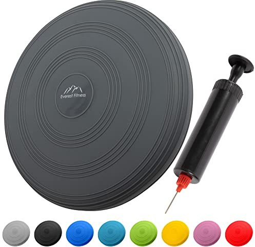 EVEREST FITNESS Balance Kissen - Luftkissen mit 33 cm Durchmesser - Ballsitzkissen zur Stärkung der Balance - Orthopädisches Sitzkissen zur Linderung von Rückenschmerzen, Balance Pad – dunkelgrau
