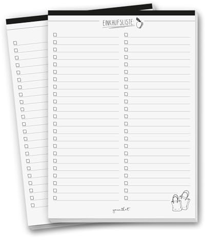 younikat 2er Set Einkaufsliste Notizblöcke - DIN A5-50 Blatt - dv909 | Organizer aus Papier zum Abreißen, Einkaufsblöcke mit Vordruck für die Küche Handtasche Auto, 80 g/m² Papier