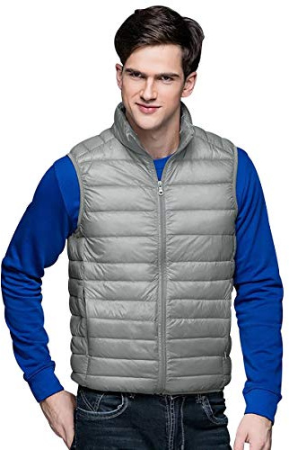 Chaleco Plumas Ligero Acolchado Ultraligero Hombre Chalecos Caballero Gilet Plumon Abrigo Sin Mangas Talla Grande Gris M