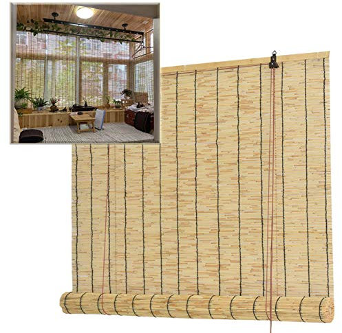 Jolan Bambus Vorhang Schilf,Bambusrollo Blickdicht,Wetterfest,Sonnenbeschattender Strohvorhang,Natural Reed Vorhang Rollo,Breit 50 cm 60 cm 70 cm 80 cm 90 cm 100 cm 180 cm,100x160cm/39.5x63in