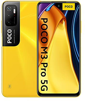 Xiaomi Poco M3 Pro 5G Smartphone 6GB+128GB Teléfono,MediaTek Dimensity 700 Procesador,6.5 FHD+ Dot Display (48MP+2MP+2MP) Triple Camera,Dual Sim 5g+5g,con NFC,AI Face Unlock Versión Global(Amarillo)