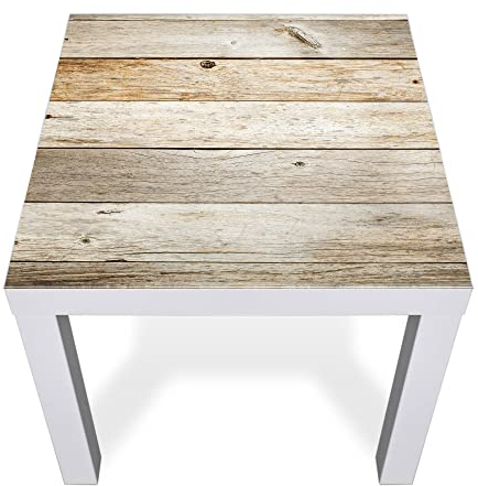 banjado® Glasplatte mit Motiv Graues Holz für Tisch 55 x 55 cm/Tischplatte aus Sicherheitsglas kompatibel mit IKEA Tisch Lack/Tischplatte Glas für Beistelltisch, Couchtisch/Tisch Platte