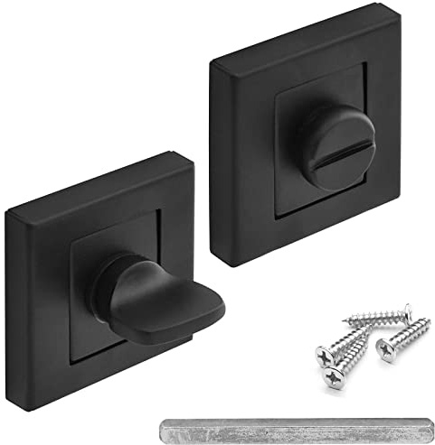 Decoranddecor Square Escutcheon Thumb Turn Key Rose (Black WC Thumb Turn)