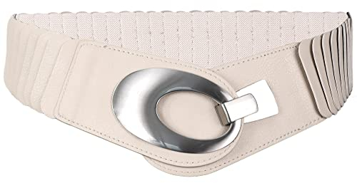 irisaa breiter Damen Gürtel Elastischer Taillengürtel, Hüftgürtel Stretch Gürtel mit Hakenverschluss, Damen Taillengürtel 2020:Cream, Damen Taillengürte Größe:ONE SIZE