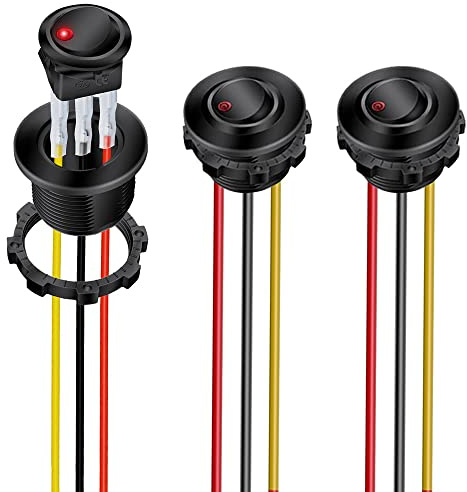 Gebildet 3Pack Roter LED Wippschalter EIN/Aus mit Rundem Gehäuse 3-pin 12DC-20A/24VDC-10A Wippschalter für Kfz Auto LKW