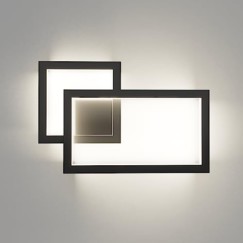 Klighten Applique da Parete Interno LED, 24W, 1960LM, Lampada da Parete Decorative Mordern, Luci da Parete per Camera da Letto, Soggiorno, Scala, 110-240V, Bianco Neutro 4000K, Nero
