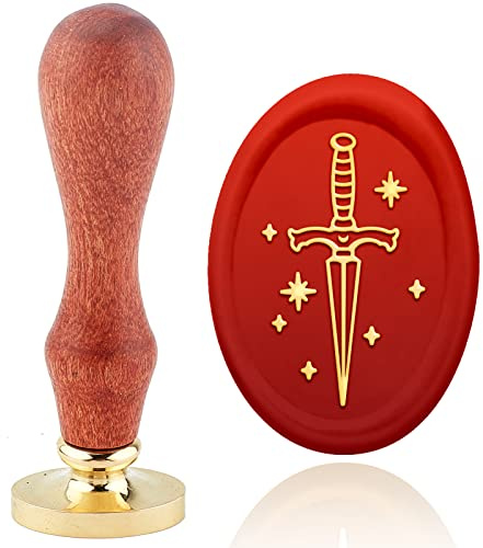 craspire Wachssiegelstempel Schwert Siegelwachsstempel Stern Oval Abnehmbarer Messingkopf Siegelstempel Mit Holzgriff Für Karteneinladungen Geschenkverpackung Scrapbooking Dekoration