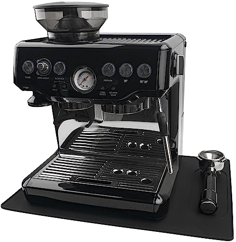 USEAMIE Silicone Mat Under Coffee Machine With Lip Automatic Machines Accessory, Black Multifunctional Rubber Base Mat, 18.9” x 13.8”