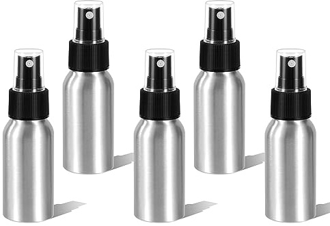 Heveer Sprühflasche Klein 50ml Aluminium Sprühflasche Parfum Zerstäuber für Unterwegs Reise Parfüm Toner Ätherisches Öl 5 Stück