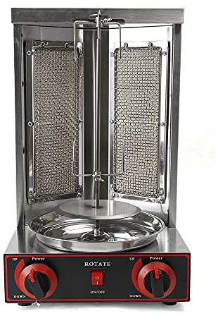 Barbecue kebab, 3 kW - 2 brûleurs - En acier inoxydable - 360 degrés