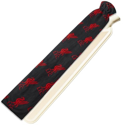 Liverpool F.C. Lange Wärmflasche mit Weichem Bezug 2L - Fußball Geschenk für Ihn (Schwarz/Rot Lang)