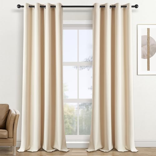 Topfinel Tende Oscuranti per Interni a Vetro per Finestre Piccole Tenda Oscurante Finestra Piccola Fonoassorbenti per Salotto Eleganti 2 Pezzi Crema 140x290 CM