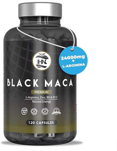 Maca Peruviana 20:1 Maca Nera Extra Forte - Integratore Naturale per Energia e Potenza - Maca Nera 100% Pura per uomini e donne - Alta Qualità Andina - Maca Root 24000 mg (120 Capsule)