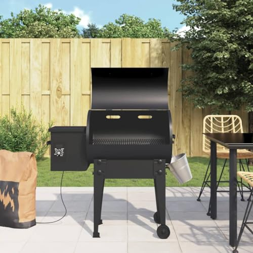 Gecheer Pelletgrill Gartengrill Standgrill BBQ Holzkohlegrill Schwarz 94 cm Eisen
