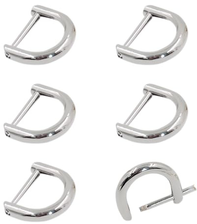 AUXBC D-Rings with Closing Screw Shackle, U Shape Ring Key Holder, Horseshoe Shape Ring, Bag Hardware Accessories, DIY Leather Craft Purse Replacement (0.6 Inch/Silver), 6 PCS
