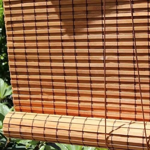 Sh000ad Retro Bambus-Rollo Rollläden,Innen/Außen-Bambusrollo,Natur Lichtfilter-Sichtschutz-Raffrollo-Holzrollo,Blickdicht Fensterrollos,Anpassbar Farbe/Größe,Breite x Höhe (45cm x 80cm)