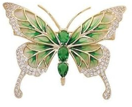 LISADORE Retro Rhinestone Butterfly Brooch Emerald Insect Brooch Crystal Butterfly Elegant Lapel Brooch Pin Dress Accessories Wedding Birthday Jewelry Gift