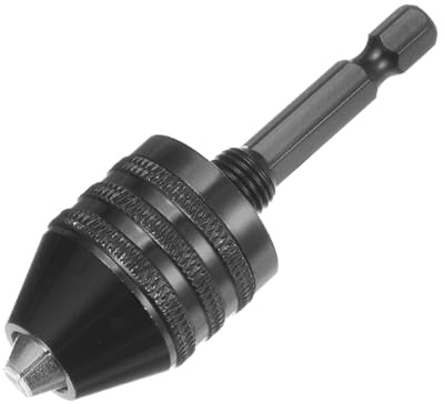 sourcing map Keyless Drill Chuck Hex Shank Adapter 0.6-8mm 3-Jaw for Impact Driver Cordless Drill Black