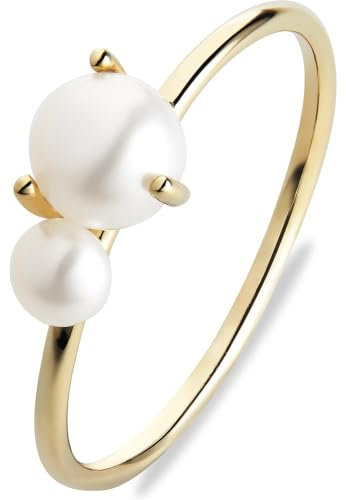 CHRIST Damen-Damenring 585er Gelbgold Süßwasserperle 54, Gelbgold 32027354