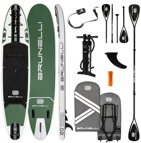 BRUNELLI 12.0 Woven X Fusion Double Layer iSUP Board Stand Up Paddle Set 365cm grün