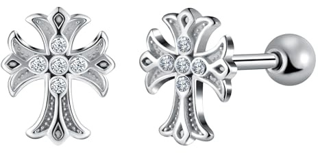 Yumilok Herren Ohrstecker Zirkonia Kreuz Ohrringe Edelstahl Herren Kreuz Ohrstecker für Damen Herren Piercing Helix Piercings Ohrknorpel Huggie