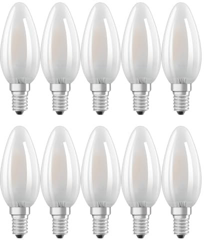 NCC-Licht Lot de 10 ampoules LED à filament - Bougie - 2,5 W = 25 W - E14 - Mat - 250 lm - Blanc chaud - 2700 K
