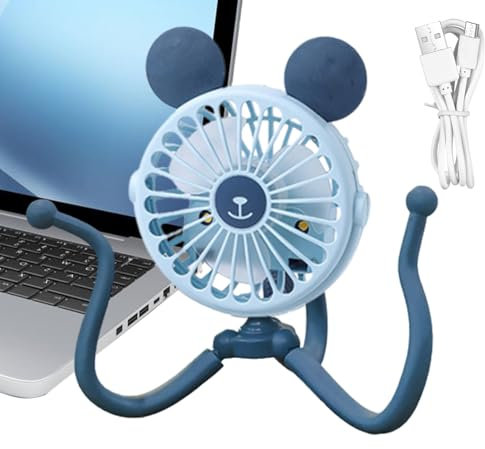Ventilador de pulpo para cochecito, ventilador de mano para cochecito personal de pulpo | Ventilador portátil de mano eléctrico con clip de trípode personal silencioso para carrito de cuna