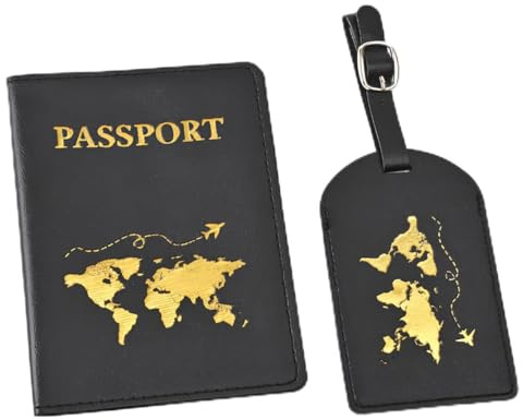 NJCXOLA 2 Stück Reisepasshülle Gepäckanhänger, PU Leder Reisepasshülle, Passport Hülle, Passport Holder mit mehreren Slots für Damen Herren, Halter Reisepass urlaub must haves