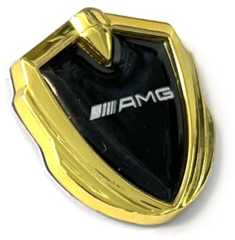Emblem aus Metal in Gold Aufkleber mit Klebepad passend fürA.M.GAuto Tuning Style mit Logo. Für Fender, Gebäude, Innerraum usw. Sticker mit Emblem. (35mm x 40mm x 5mm) (-A.M.GAuto-)