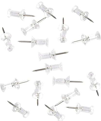 MUUZLL punaises Transparentes, 130 Pièces Punaise Transparente, Clous, tête en Plastique Transparent, Pointe en Acier, Clous muraux, Carte Calendrier Photos