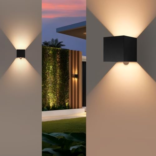 LED Wandleuchte Innen/Aussen mit Bewegungsmelder, 12W Modern Wandlampe IP65 Wasserdichte Außenwandleuchte Warmweiß Wandbeleuchtung mit Up Down Einstellbar Abstrahlwinkel für Wohnzimmer Flur Garten