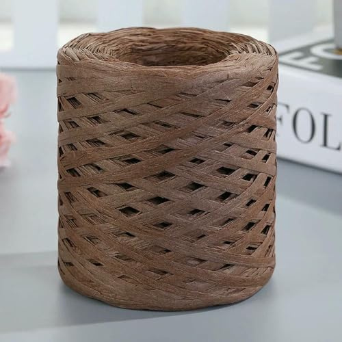 GENPICONG Hilo de Rafia Cuerda de Papel 200 m Rafia para Tejer Tejido a Mano Bricolaje Hornear Embalaje Scrapbooking Cordel Fiesta Manualidades Hilo de Crochet