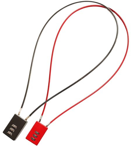 2 Pieces 3 Digit Cable Combination Padlocks with Code, 50cm Steel Wire Combination Padlocks(Black&red), for School Gym Locker,Helmet,Filing Cabinets,Toolbox,Luggage Suitcase,knapsack