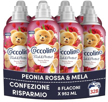 Coccolino Ammorbidente Concentrato Peonia Rossa e mela, Ammorbidente Lavatrice Fresh&Protect, Morbidezza Naturale, Freschezza Lunga, Formato XXL 456 Lavaggi, 952 ml