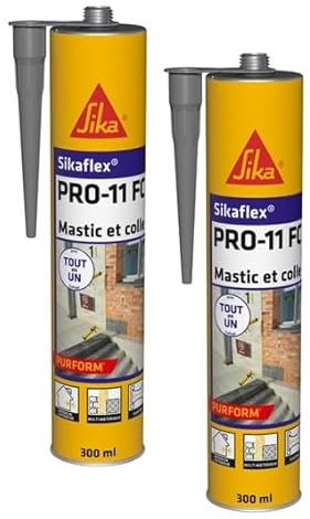 SIKA - Mastic polyuréthane PU tout en 1 - Sikaflex PRO 11 FC Purform Gris Béton - Collage puissant - Mastic multi-matériaux - Etanche - Intérieur et Extérieur - Construction et Bricolage - 300ml