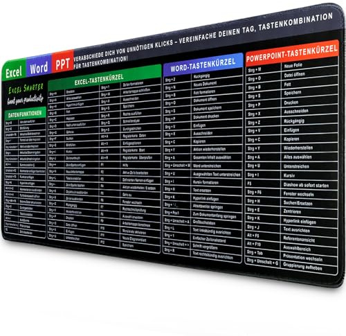 Sevenpers Mauspad XXL, Excel Mauspad Deutsch 900x400 MM | Großes rutschfest Gaming Mousepad - PC-Büro-Spreadsheet Schreibtischunterlage für Büro und Zuhause