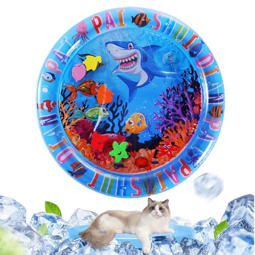 Wassermatte für Katzen, Spielbett mit Wassersensor, rutschfest für Tiere – aufblasbares Kissen, rund, rutschfest, Zubehör für Spiel, Jagd, Kätzchen und kleine Katzen