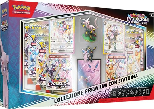 Pokémon: Premium Collection with Prismatic Evolutions Expansion Figurine (Two Special Embossed Holographic Cards, 11 Prismatic Evolutions Booster Packs and More)