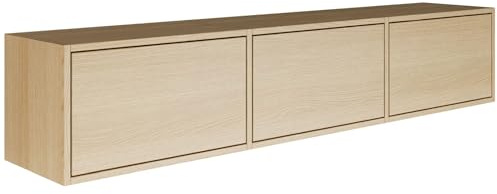 Selsey TV Lowboard - Lindberg Oak Colour Modern TV Chest of Drawers 150 x 30 x 30 cm (W x D x H) TV Base Cabinet for Living Room Cabinet with Flaps Push to Open Lowboard Hanging TV Cabinet Wall
